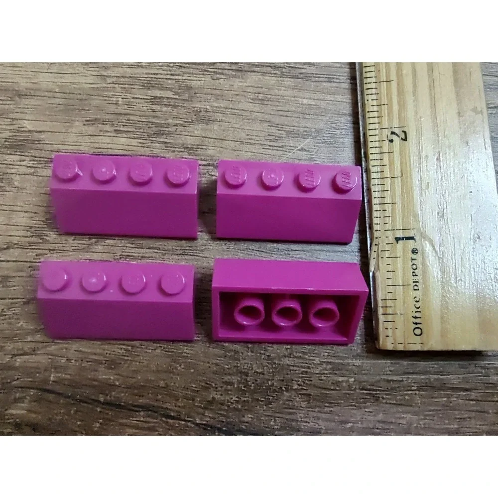 LEGO Lot of 4 Magenta 2x4 Roof Slope Pieces Girls Friends Roof Pieces